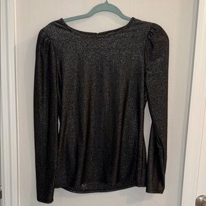 Express Black Shimmer Long Sleeve Top